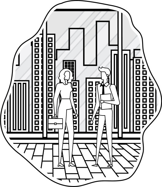 优雅的年轻商业夫妇在城市图片下载