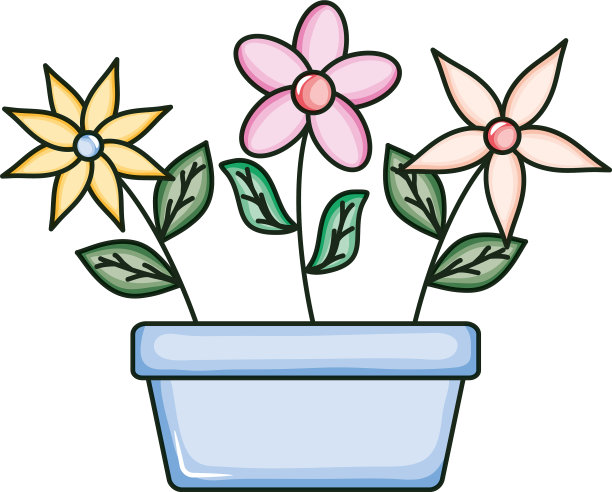 美丽的鲜花花园在方陶罐图片下载