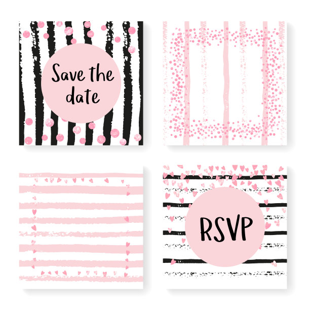 婚礼彩纸条纹请柬图片下载