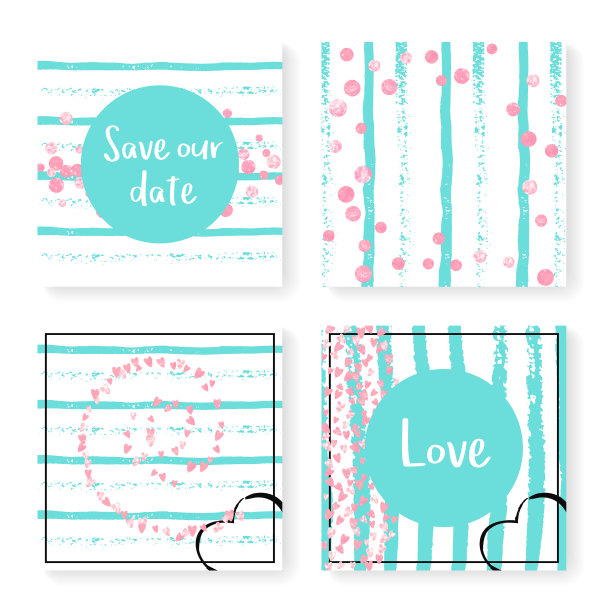 婚礼彩纸条纹请柬图片下载