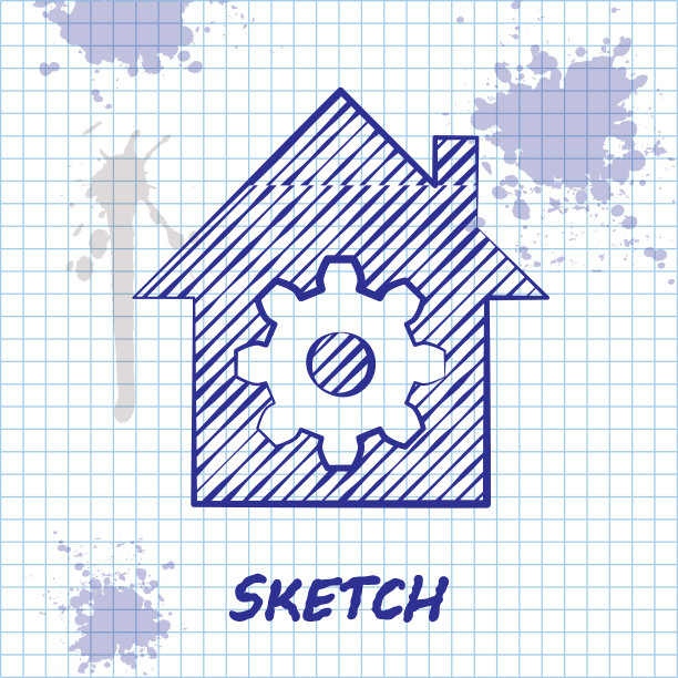 素描线智能家居设置图标隔离图片下载