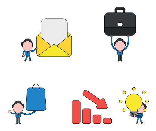 商人字符集黑色轮廓和图片下载