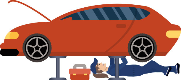 年轻的女机械师在汽车角色中工作图片下载