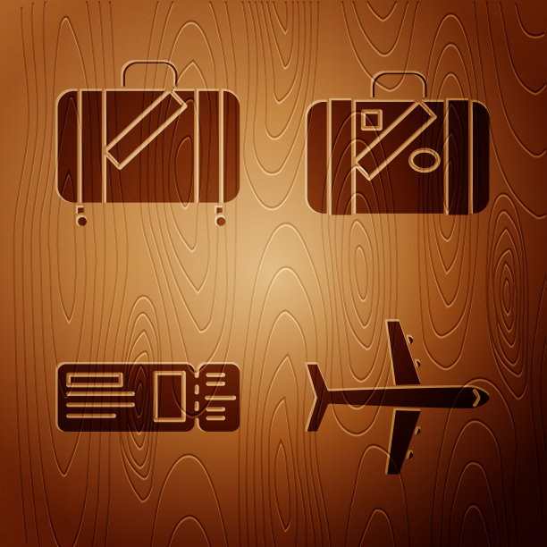 设置飞机旅行手提箱和贴纸图片下载