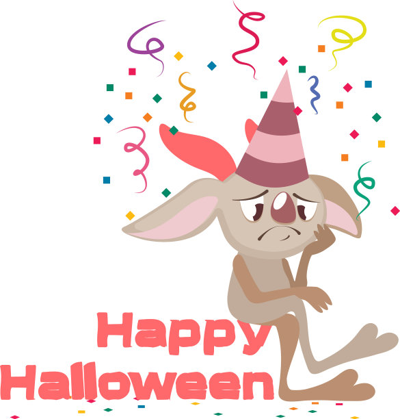 万圣节的问候用一个可爱的悲伤的怪物图片下载