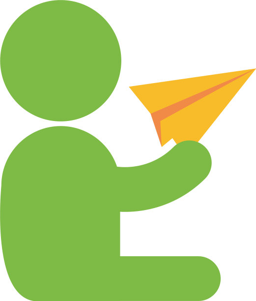 孤立的化身男孩和纸飞机设计图片下载