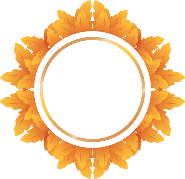 秋季圆形框架与树叶装饰图片下载