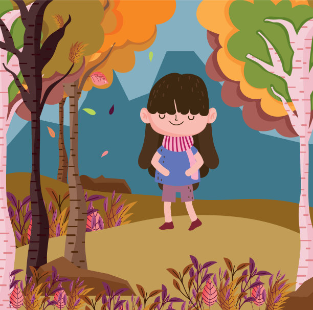 可爱的孩子你好秋天设计图片下载