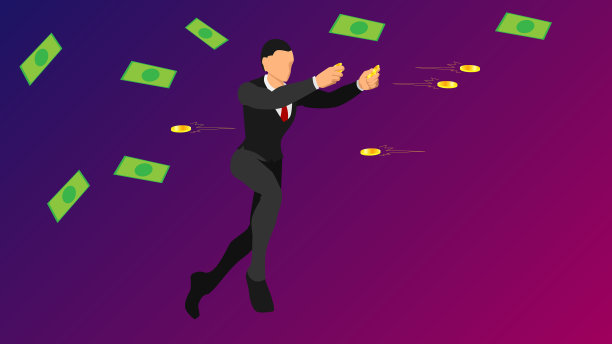 商人把金币扔出扁平的汉字图片下载