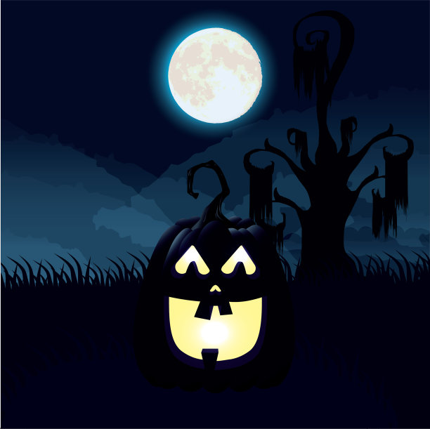 万圣节的夜景与南瓜图片下载