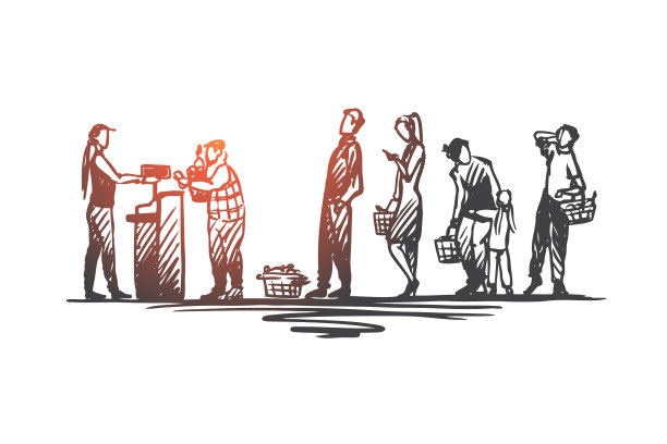 购物购物排队等候收银台图片下载