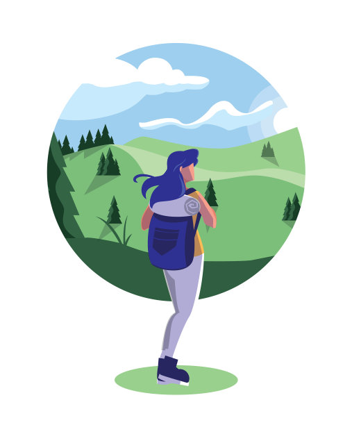 风景森林与旅行者的旅游欲望图片下载