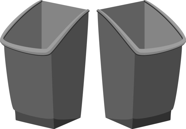 卡通的灰色垃圾桶图片下载