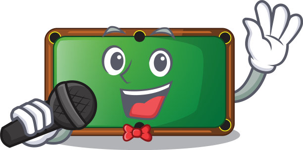 吉祥物游戏室里的唱歌台球桌图片下载