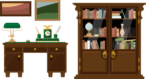 复古橱柜与工作空间和木制家具图片下载