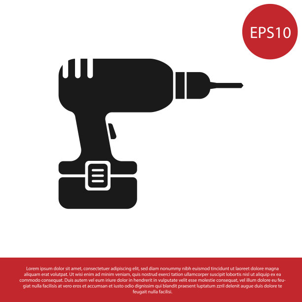 黑色钻机图标隔离在白色上图片下载