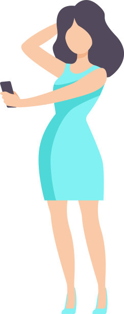 漂亮的黑发女孩穿着蓝色的裙子图片下载