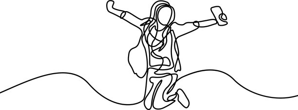 连续的线快乐的学生女生先跳图片下载