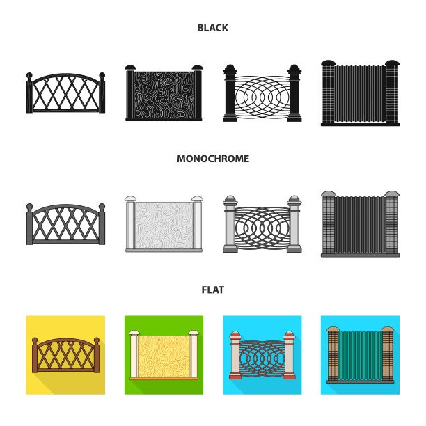 门和栅栏标志集图片下载