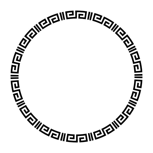 希腊钥匙圆形框架典型的埃及亚述图片下载