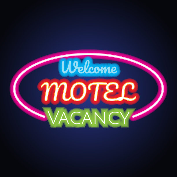 旅馆汽车旅馆的霓虹灯招牌图片下载