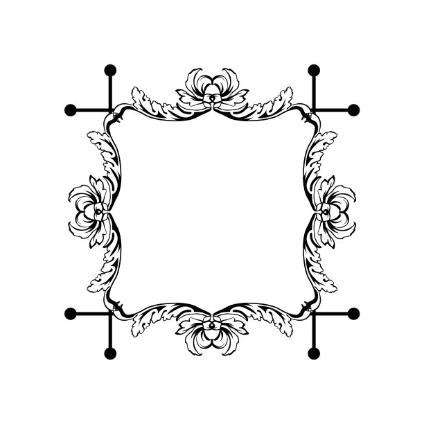 花复古的方形框架孤立上图片下载