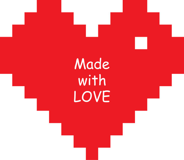 红心图标像素风格的白色背景图片下载