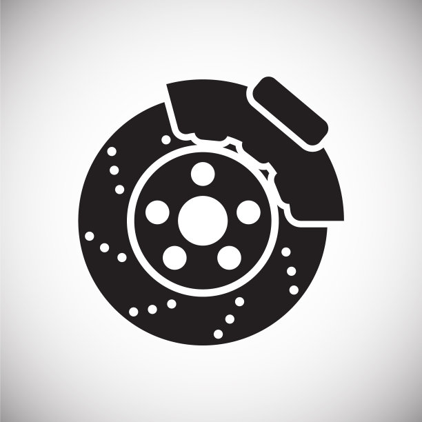 汽车刹车盘图标以白色为背景图片下载