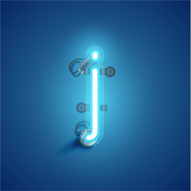 蓝色现实霓虹人物与电线和图片下载