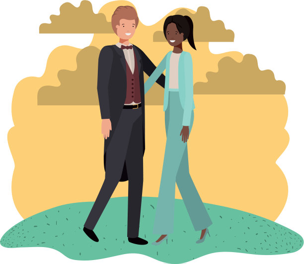 年轻夫妇与景观头像业务图片下载