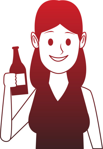 有啤酒瓶上的红线的女人图片下载