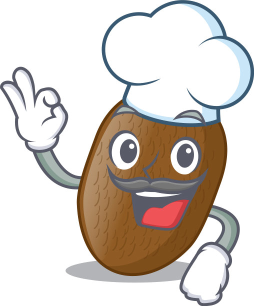 厨师在特色木餐桌上放猕猴桃图片下载