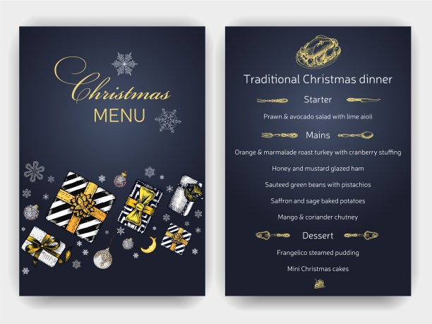 素描圣诞菜单假日图片下载