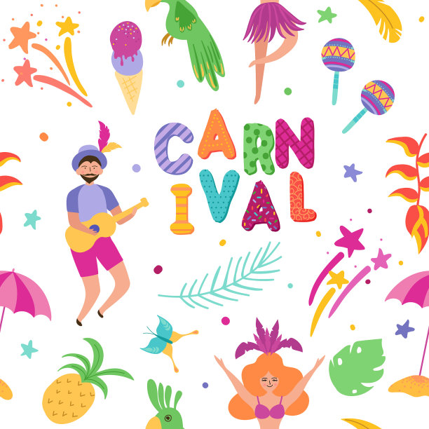 巴西狂欢节无缝模式桑巴舞舞者图片下载