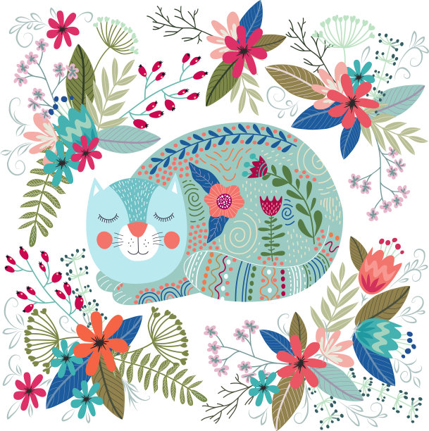 艺术色彩与可爱的猫和图片下载