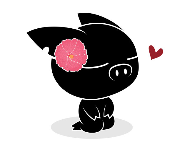 白色背景上的猪标志图片下载