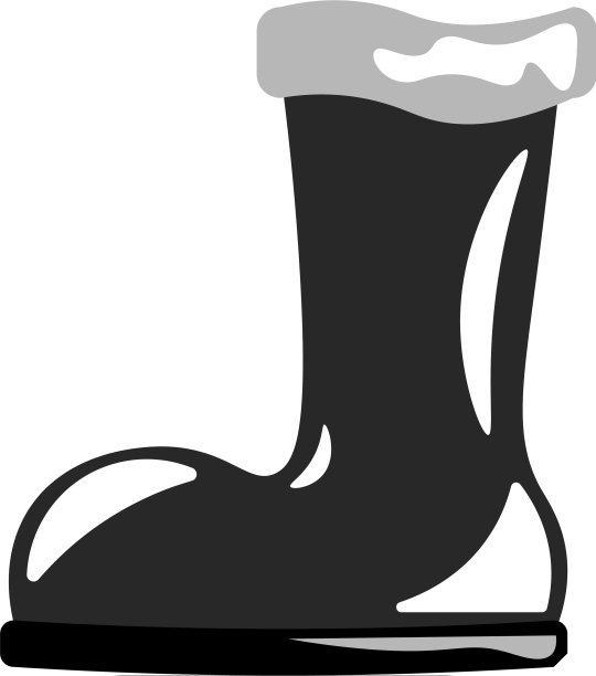 带有白色毛皮细节的时尚黑色靴子图片下载