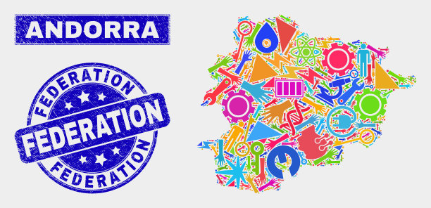 马赛克工业安道尔地图和垃圾图片下载