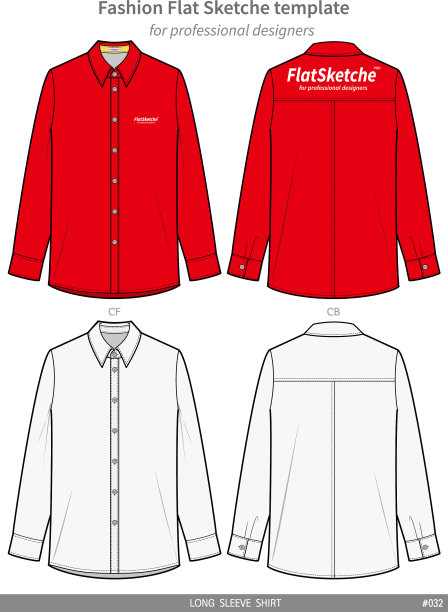 长袖衬衫时尚平面技术图纸图片下载