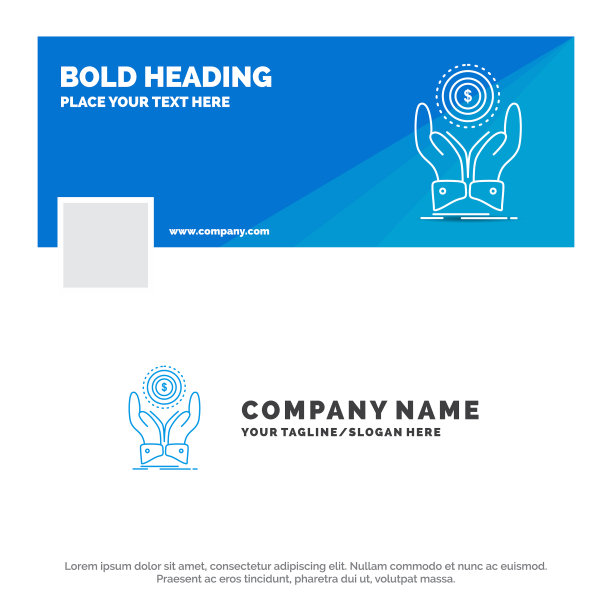 蓝色企业标志模板硬币手工堆叠图片下载