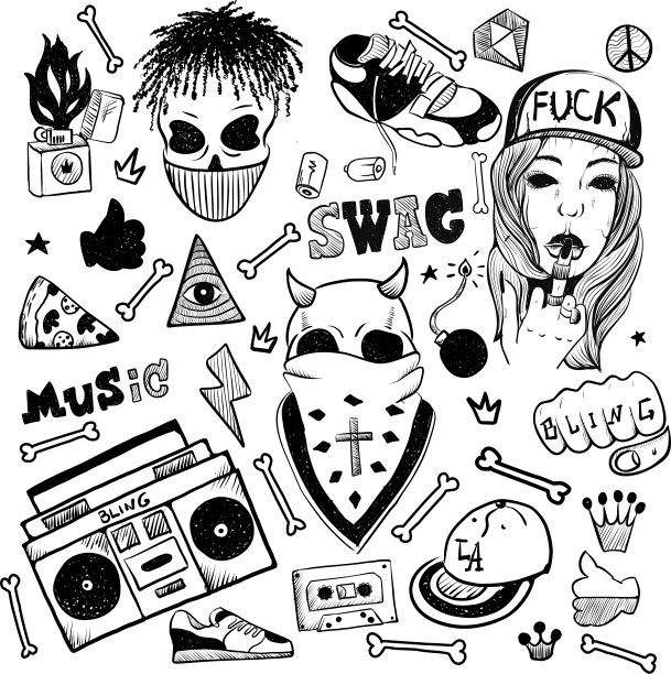 一套说唱音乐偶像黑人孤立的嘻哈图片下载