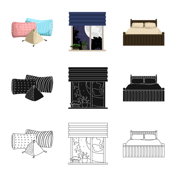 孤立的对象梦和夜晚的图标图片下载