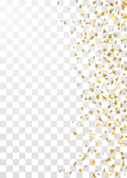金色的星星落在五彩纸屑的框架上图片下载