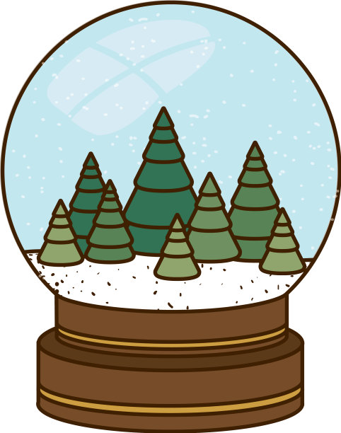 圣诞树在水晶球孤立的图标图片下载