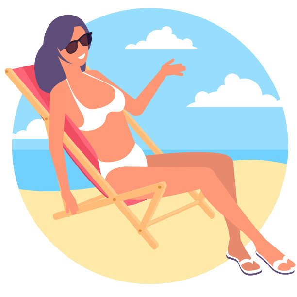 海边的沙滩椅图片下载