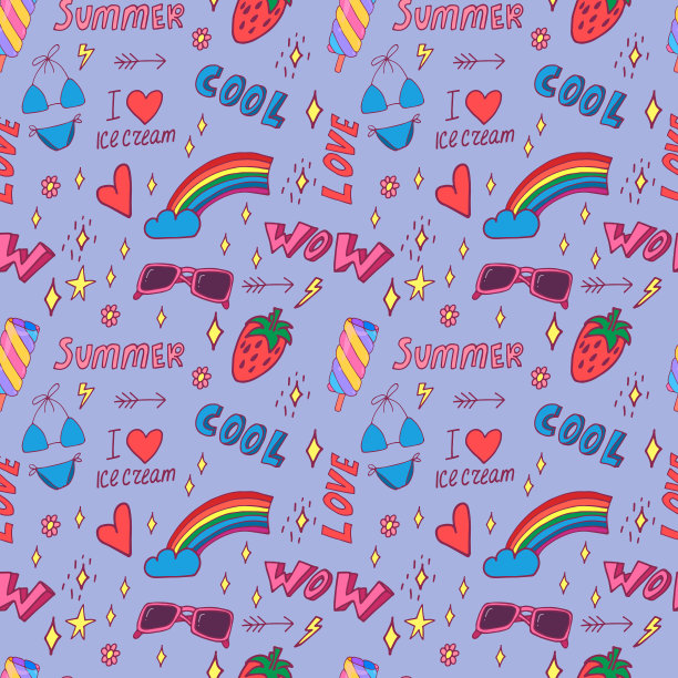 夏日波普艺术无缝图案图片下载