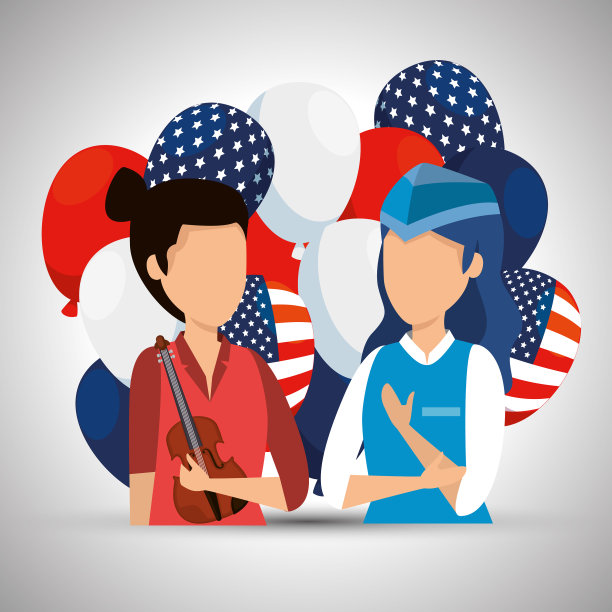 穿着制服的音乐家和空姐去劳动节图片下载