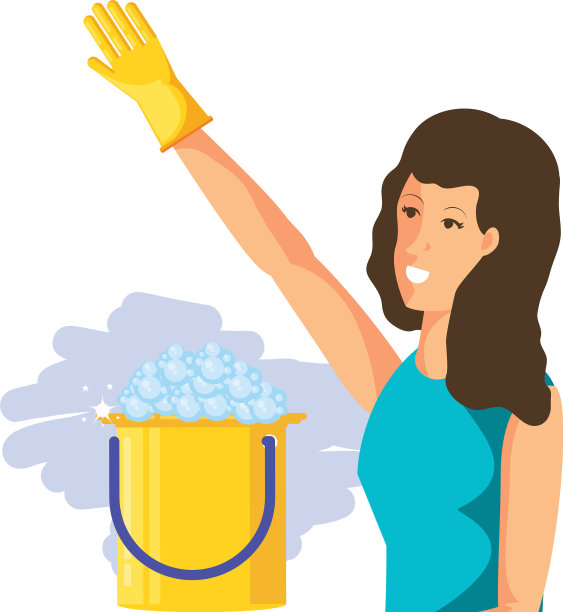 孤立女性卡通清洗设计图片下载