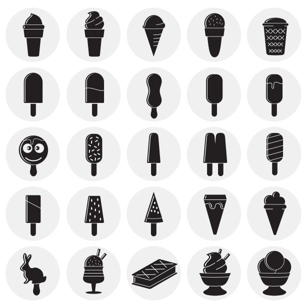 冰淇淋图标设置在圆圈背景为图片下载