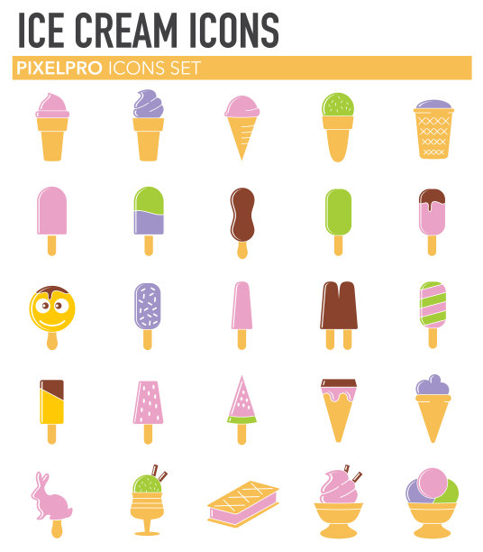 冰淇淋图标设置为白色背景图片下载